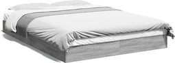 vidaXL - Bedframe - bewerkt - hout - grijs - sonoma - eikenkleurig - 120x190 - cm