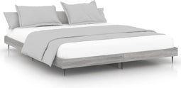 vidaXL - Bedframe - bewerkt - hout - grijs - sonoma - eikenkleurig - 160x200 - cm