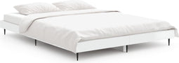 vidaXL - Bedframe - bewerkt - hout - hoogglans - wit - 140x190 - cm
