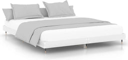 vidaXL - Bedframe - bewerkt - hout - hoogglans - wit - 140x200 - cm