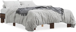 vidaXL - Bedframe - bewerkt - hout - metaal - bruin - eikenkleur - 120x200 - cm