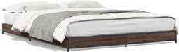 vidaXL - Bedframe - bewerkt - hout - metaal - bruin - eikenkleur - 140x200 - cm