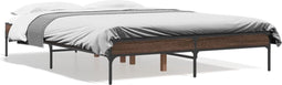 vidaXL - Bedframe - bewerkt - hout - metaal - bruin - eikenkleur - 120x190 - cm