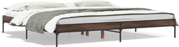 vidaXL - Bedframe - bewerkt - hout - metaal - bruin - eikenkleur - 180x200 - cm