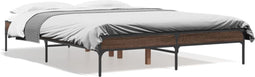 vidaXL - Bedframe - bewerkt - hout - metaal - bruin - eikenkleur - 135x190 - cm