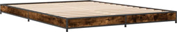 vidaXL - Bedframe - bewerkt - hout - metaal - gerookt - eikenkleurig - 120x190 - cm