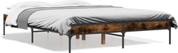 vidaXL - Bedframe - bewerkt - hout - metaal - gerookt - eikenkleurig - 120x200 - cm