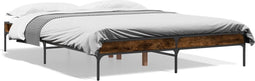 vidaXL - Bedframe - bewerkt - hout - metaal - gerookt - eikenkleurig - 160x200 - cm