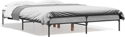 vidaXL - Bedframe - bewerkt - hout - metaal - grijs - sonoma - eiken - 135x190 - cm