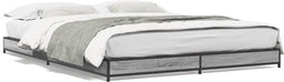 vidaXL - Bedframe - bewerkt - hout - metaal - grijs - sonoma - eiken - 135x190 - cm