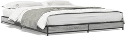 vidaXL - Bedframe - bewerkt - hout - metaal - grijs - sonoma - eiken - 150x200 - cm