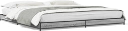 vidaXL - Bedframe - bewerkt - hout - metaal - grijs - sonoma - eiken - 200x200 - cm