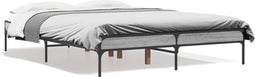 vidaXL - Bedframe - bewerkt - hout - metaal - grijs - sonoma - eiken - 120x190 - cm