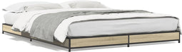 vidaXL - Bedframe - bewerkt - hout - metaal - sonoma - eikenkleurig - 120x190 - cm