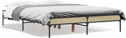 vidaXL - Bedframe - bewerkt - hout - metaal - sonoma - eikenkleurig - 90x190 - cm