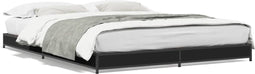 vidaXL - Bedframe - bewerkt - hout - metaal - zwart - 135x190 - cm