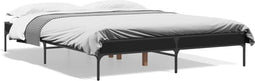 vidaXL - Bedframe - bewerkt - hout - metaal - zwart - 150x200 - cm