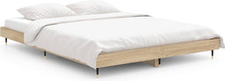 vidaXL - Bedframe - bewerkt - hout - sonoma - eikenkleurig - 135x190 - cm