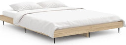 vidaXL - Bedframe - bewerkt - hout - sonoma - eikenkleurig - 135x190 - cm