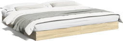vidaXL - Bedframe - bewerkt - hout - sonoma - eikenkleurig - 200x200 - cm