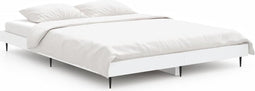 vidaXL - Bedframe - bewerkt - hout - wit - 135x190 - cm
