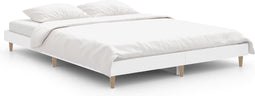 vidaXL - Bedframe - bewerkt - hout - wit - 135x190 - cm