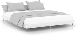vidaXL - Bedframe - bewerkt - hout - wit - 140x200 - cm