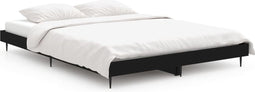 vidaXL - Bedframe - bewerkt - hout - zwart - 135x190 - cm