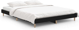 vidaXL - Bedframe - bewerkt - hout - zwart - 135x190 - cm