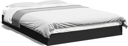 vidaXL - Bedframe - bewerkt - hout - zwart - 135x190 - cm