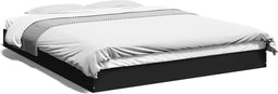 vidaXL - Bedframe - bewerkt - hout - zwart - 150x200 - cm