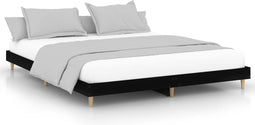 vidaXL - Bedframe - bewerkt - hout - zwart - 180x200 - cm