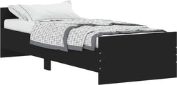 vidaXL - Bedframe - bewerkt - hout - zwart - 75x190 - cm