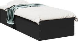 vidaXL - Bedframe - bewerkt - hout - zwart - 75x190 - cm