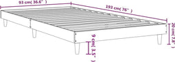 vidaXL - Bedframe - bewerkt - hout - zwart - 90x190 - cm