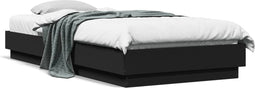 vidaXL - Bedframe - bewerkt - hout - zwart - 90x200 - cm