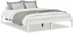 vidaXL - Bedframe - extra - lang - zonder - matras - grenenhout - wit - 140x210 - cm