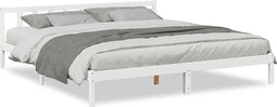 vidaXL - Bedframe - extra - lang - zonder - matras - grenenhout - wit - 180x210 - cm
