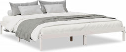 vidaXL - Bedframe - extra - lang - zonder - matras - grenenhout - wit - 200x210 - cm