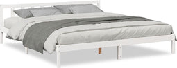 vidaXL - Bedframe - extra - lang - zonder - matras - grenenhout - wit - 200x210 - cm