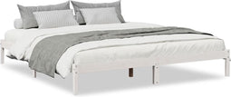 vidaXL - Bedframe - extra - lang - zonder - matras - grenenhout - wit - 180x220 - cm