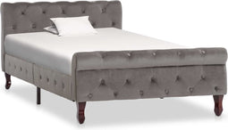 vidaXL - Bedframe - fluweel - grijs - 100x200 - cm
