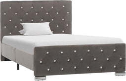vidaXL - Bedframe - fluweel - grijs - 100x200 - cm