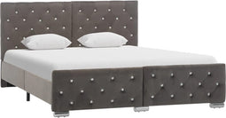 vidaXL - Bedframe - fluweel - grijs - 140x200 - cm