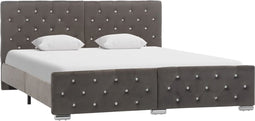 vidaXL - Bedframe - fluweel - grijs - 160x200 - cm