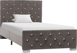 vidaXL - Bedframe - fluweel - grijs - 90x200 - cm