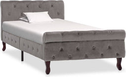 vidaXL - Bedframe - fluweel - grijs - 90x200 - cm
