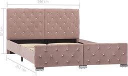 vidaXL - Bedframe - fluweel - roze - 140x200 - cm