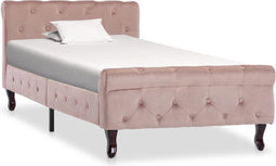 vidaXL - Bedframe - fluweel - roze - 90x200 - cm