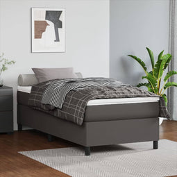vidaXL - Bedframe - kunstleer - grijs - 90x200 - cm